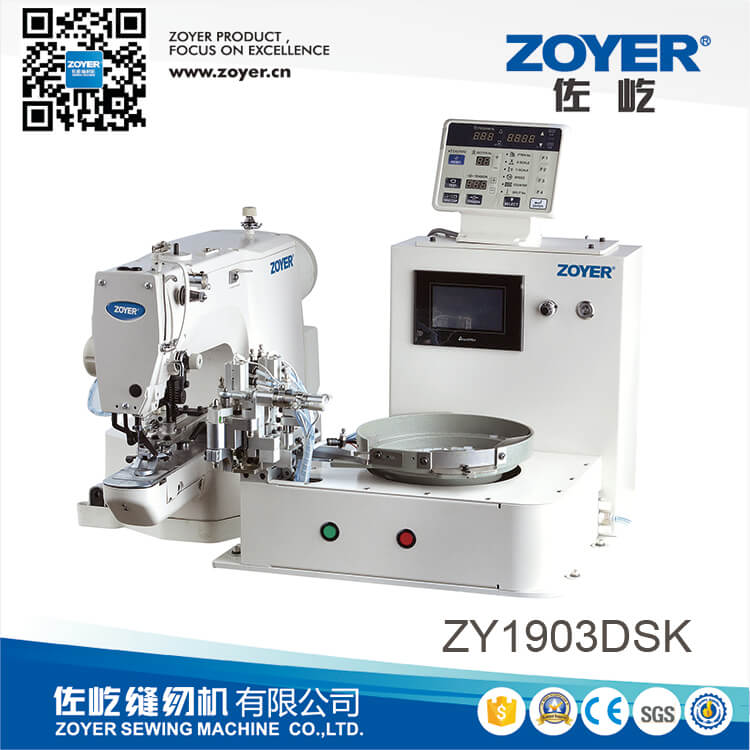 ZY1903DSK ZOYER Direct Drive Bouton Fixation de la machine à coudre avec dispositif d'alimentation automatique des boutons